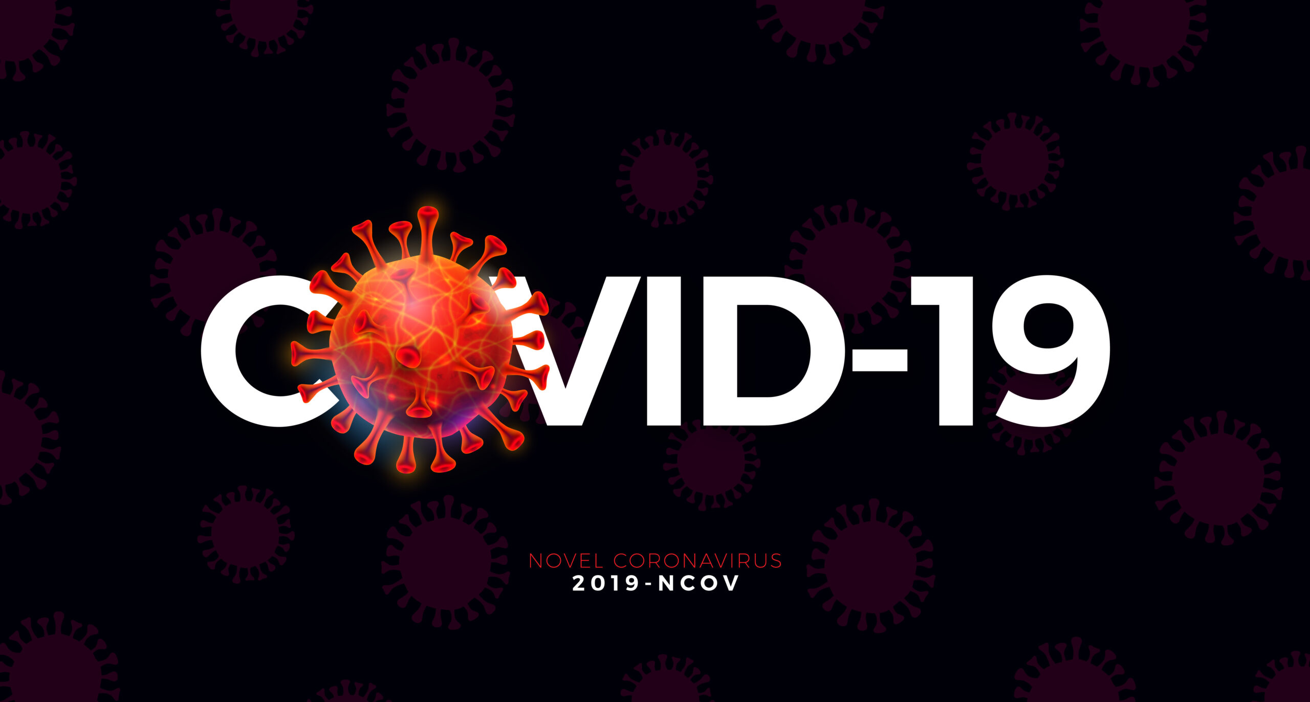 Covid-19. Coronavirus Outbreak Design with Virus Cell on Abstract Dark Background. Vector 2019-ncov Corona Virus Illustration on Dangerous SARS Epidemic Theme for Banner